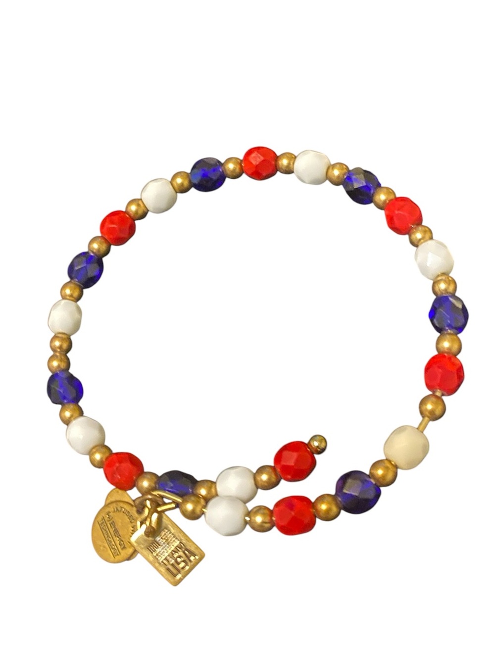 ALEX and ANI Red White & Blue Vintage Sixty-Six Beaded Wrap Bracelet Team USA
